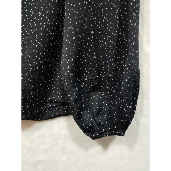 ❤️GAP Womens XS Blouse Split Neck Black White Dot Print Long Sleeve Chiffon New - Picture 5 of 8